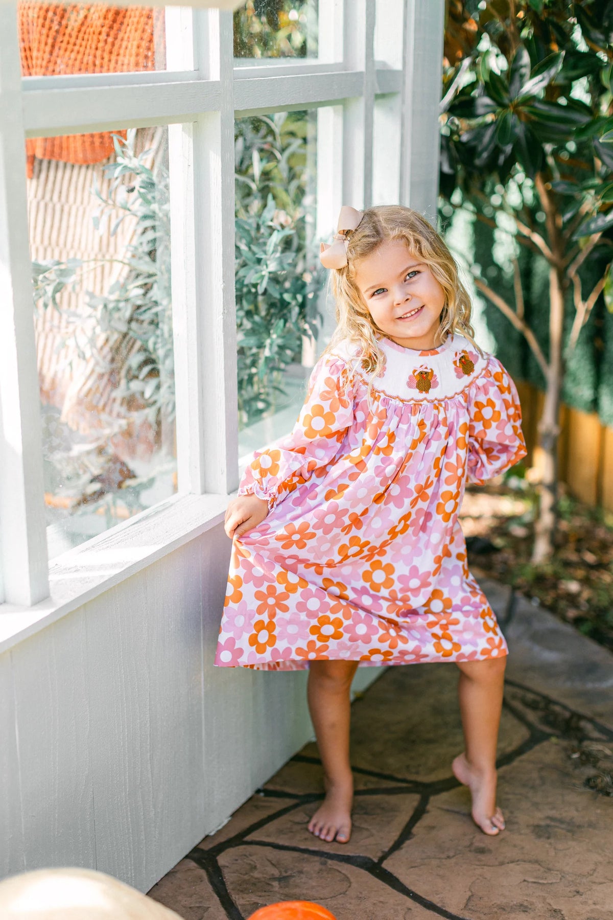 Poppy Kids Autumn Smocked Turkey Dress