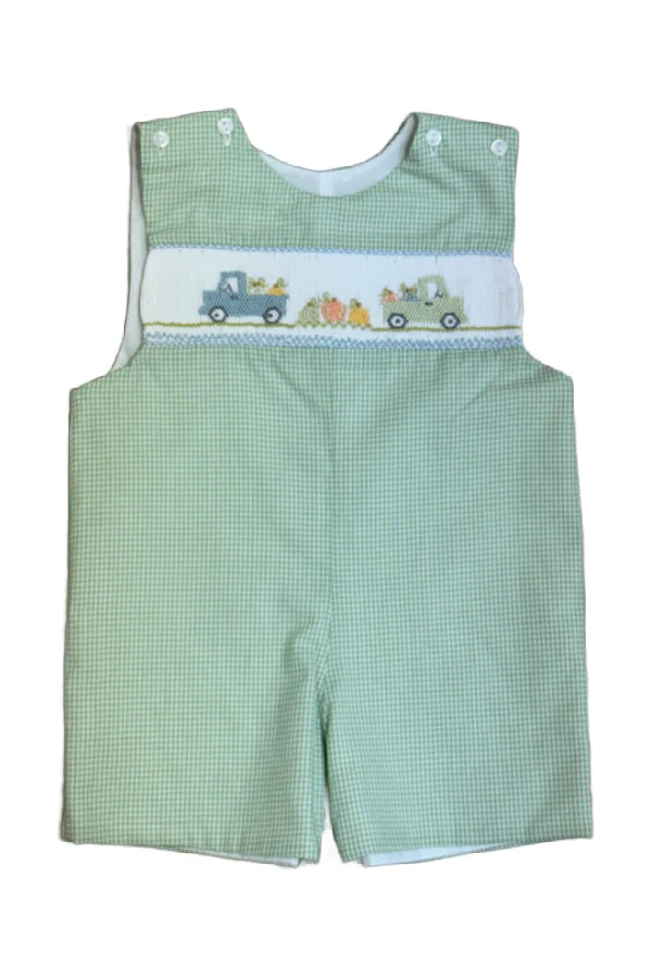 Lulu Bebe Pete Pumpkin Smocked Shortall