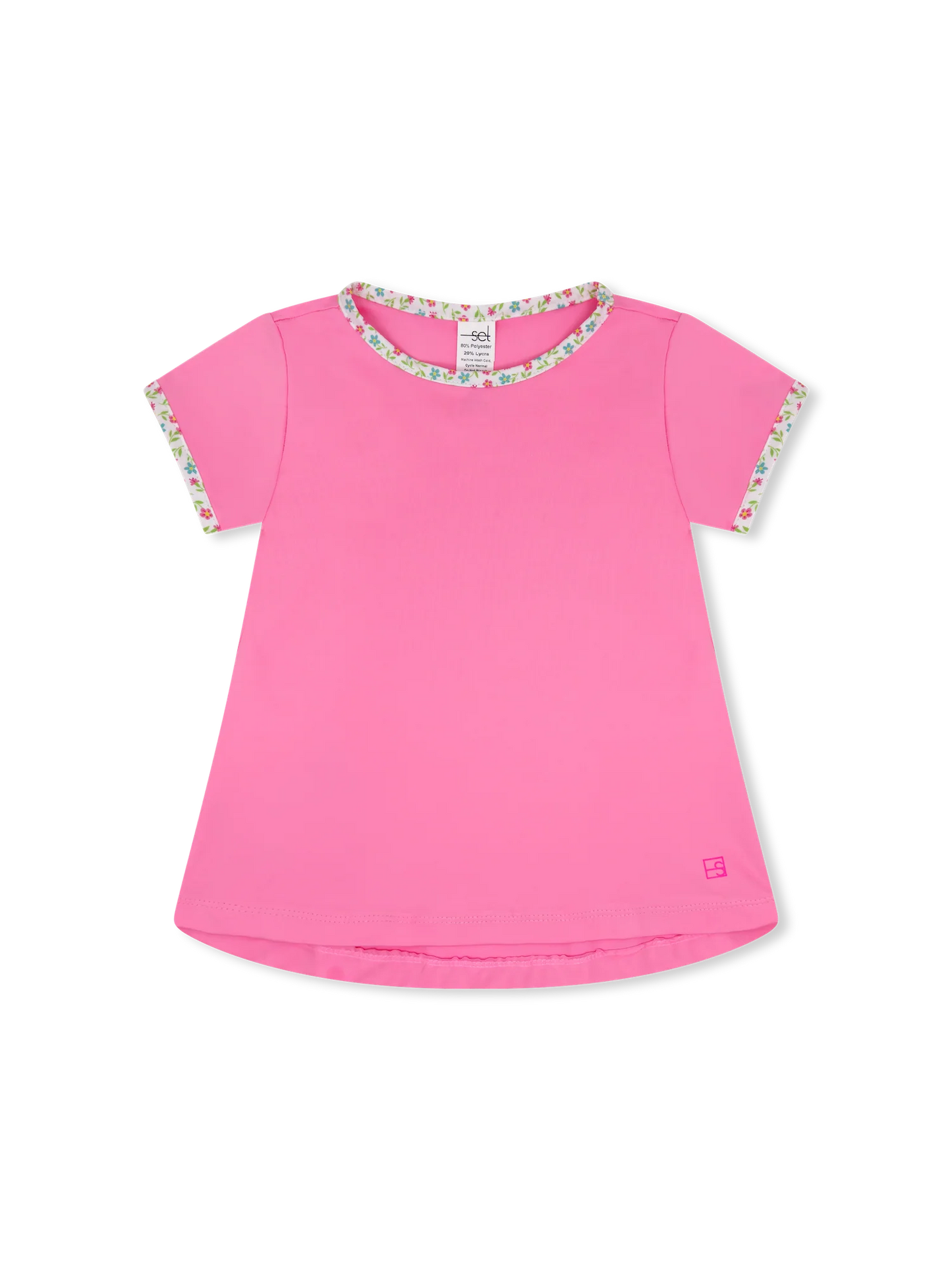 Set Athletics Bridget Basic Tee Flamingo Pink, Petal Pop Floral