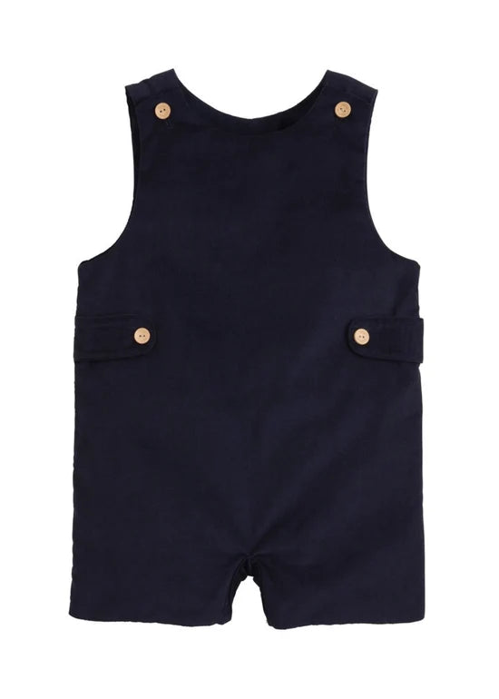 Little English Button Tab John John--Navy Corduroy