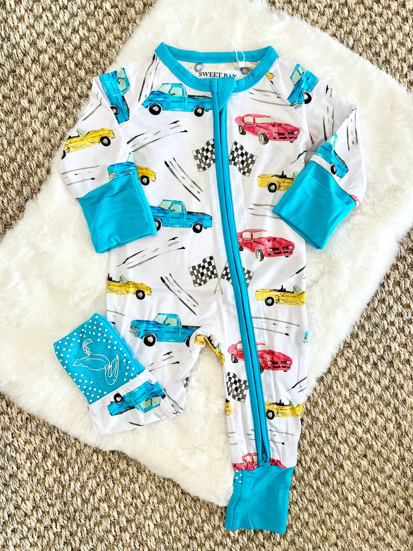 Sweet Bay Clothing Crusin Cars Zipper Onesie