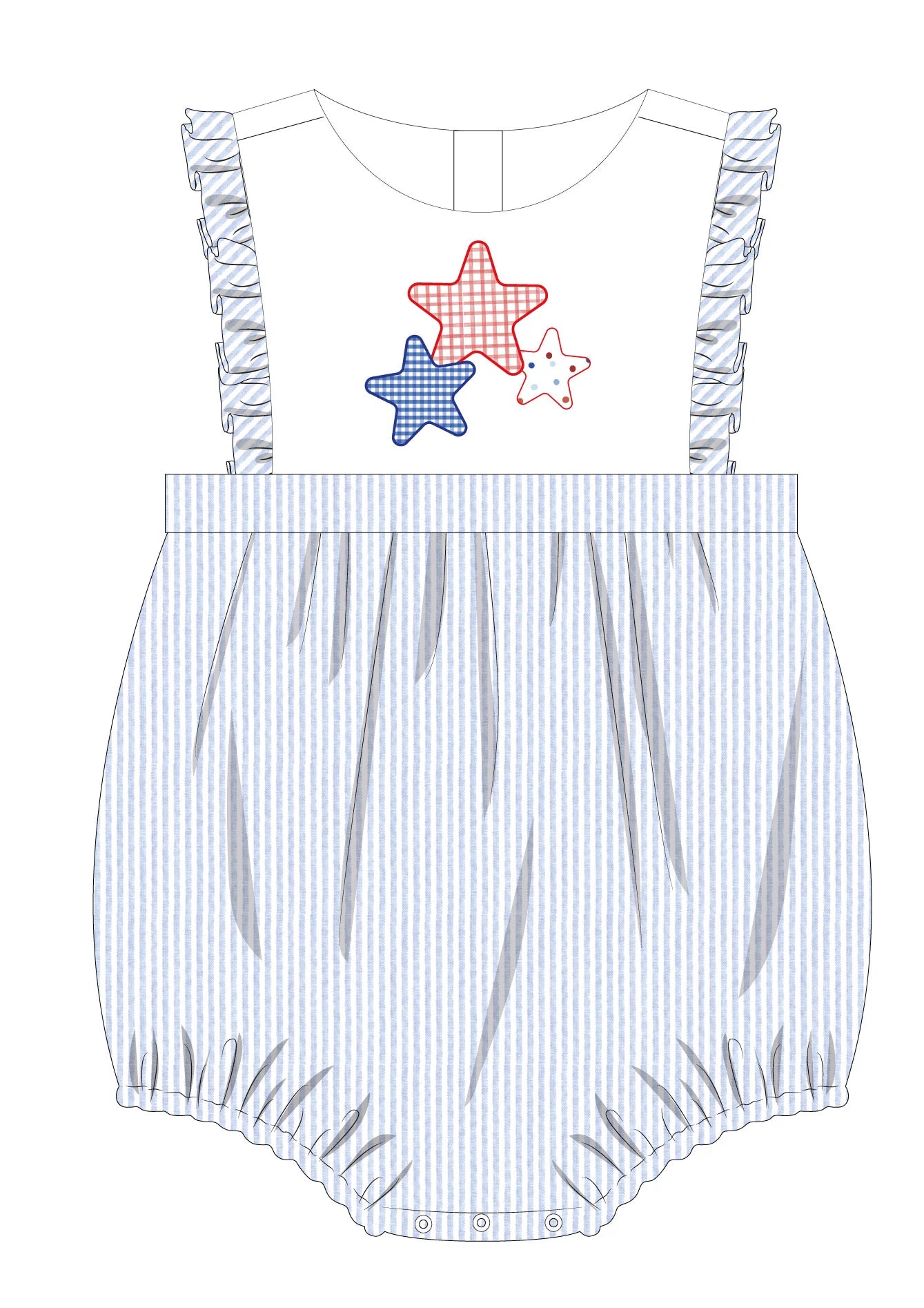 Krewe Kids Emmie Stars and Stripes Seersucker Bubble