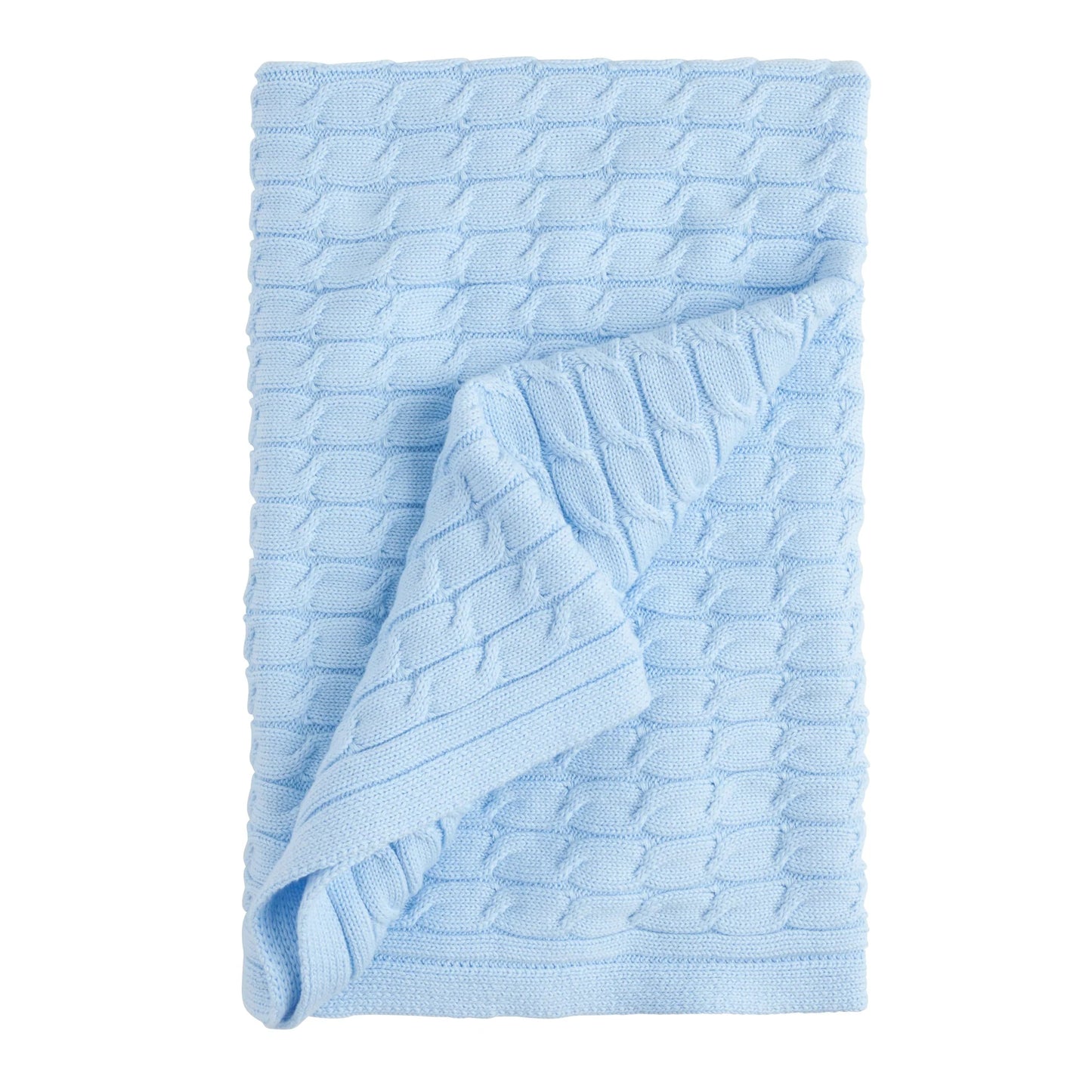 Little English Cable Knit Blanket--Light Blue