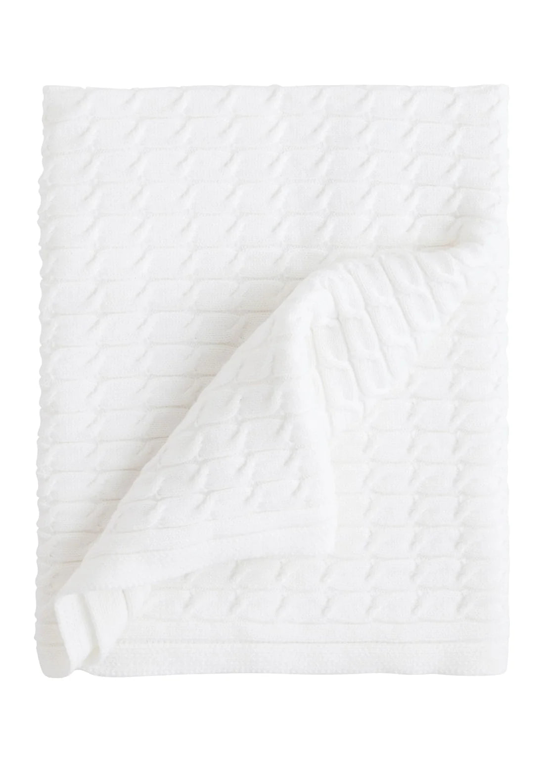 Little English Cable Knit Blanket--White