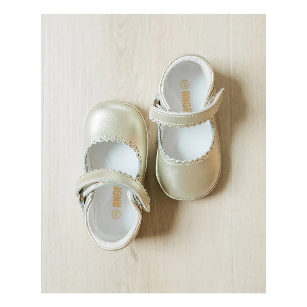 L'Amour Shoes Cara Scalloped Mary Jane--Gold
