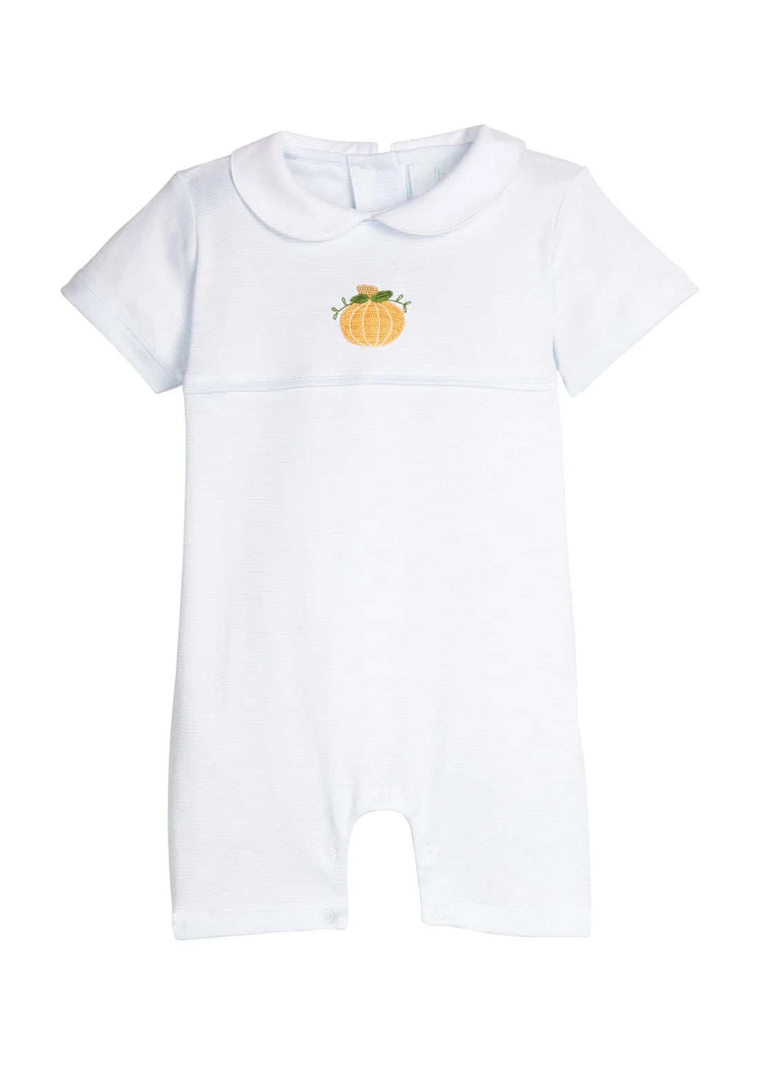 Little English Crochet Ream Romper--Pumpkin