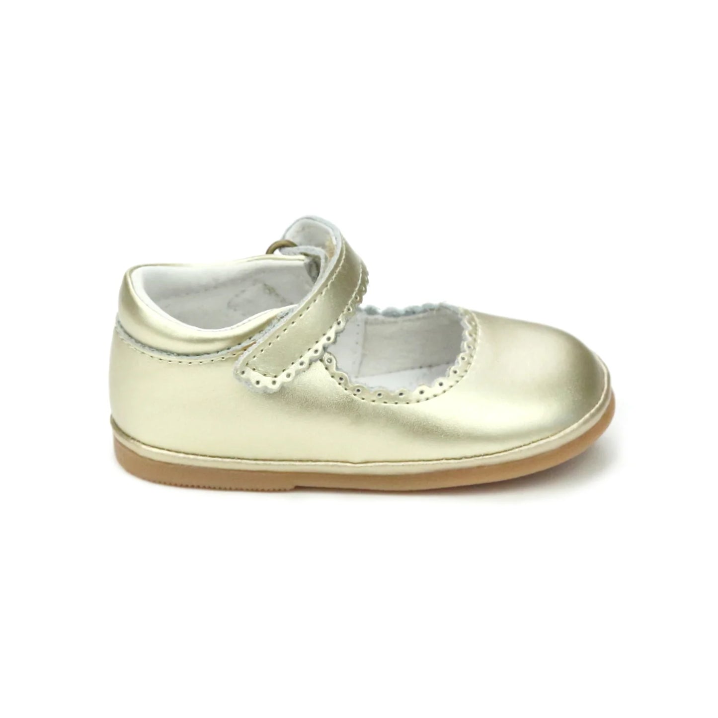 L'Amour Shoes Cara Scalloped Mary Jane--Gold