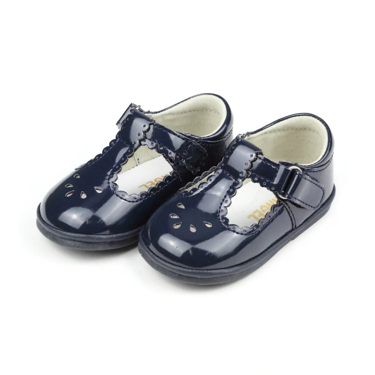L'Amour Angel Dottie Scalloped Mary Jane Shoes--Patent Navy--Style F-210NY