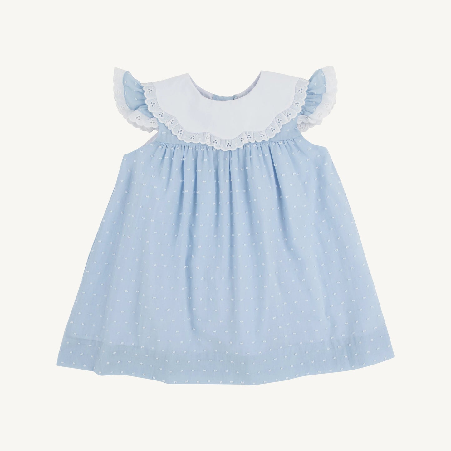 Beaufort Bonnet Franny Frock--Sarasota Sky Dallas Dot/Worth Ave White