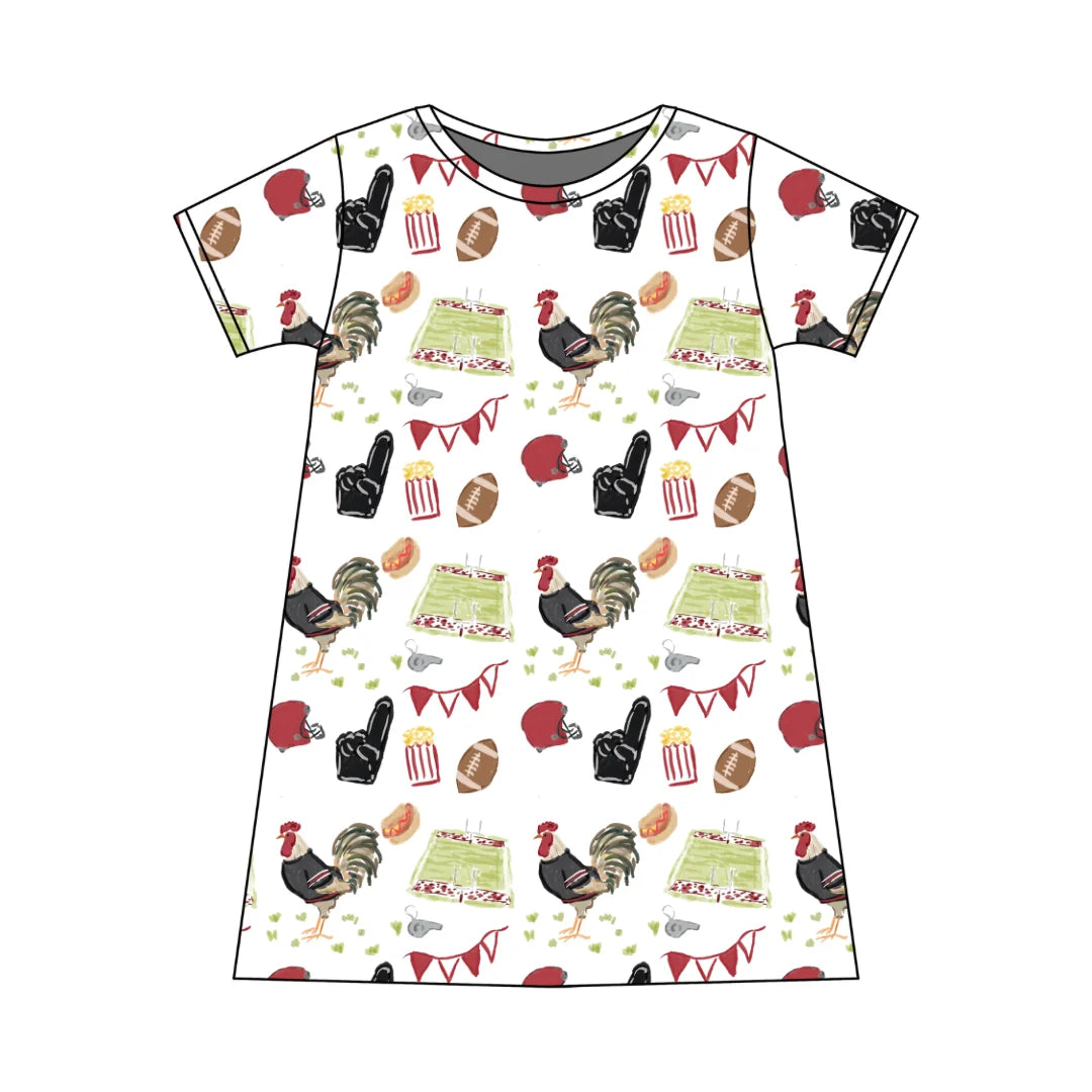 Three Little Ducks Charlotte Play Dress--Game Day Rooster