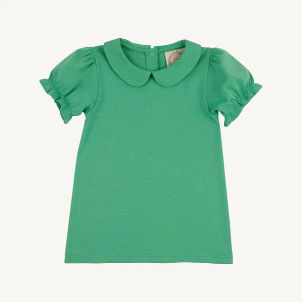 Beaufort Bonnet Maude's Peter Pan Short Sleeve Pima Shirt with Ruffle--Gibson Island Green
