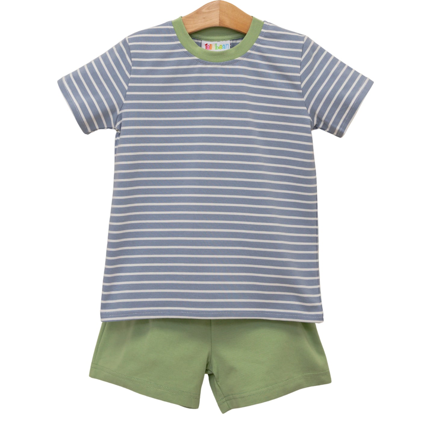 Jellybean by Smocked Candy Graham Short Set- Slate and Sage