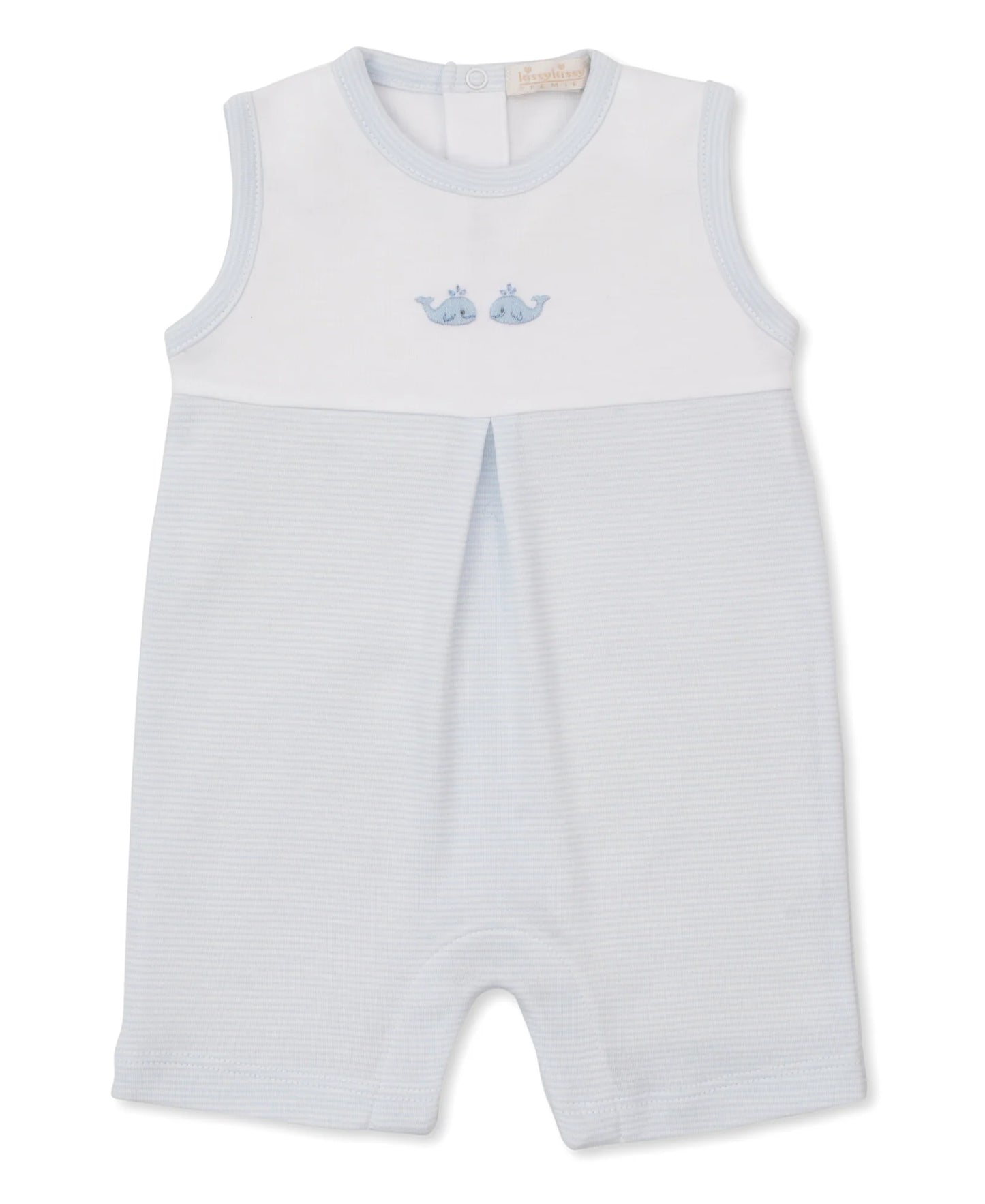 Kissy Kissy Crabs & Whales Blue/White Hand Embroidered Sleeveless Stripe Playsuit