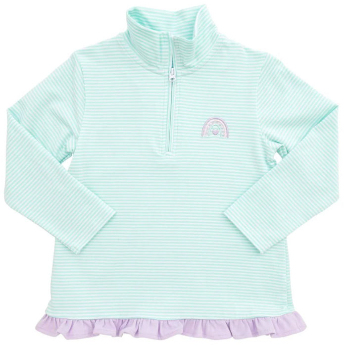 Itsy Bitsy 1/4 Zip Ruffle Pullover--Rainbow