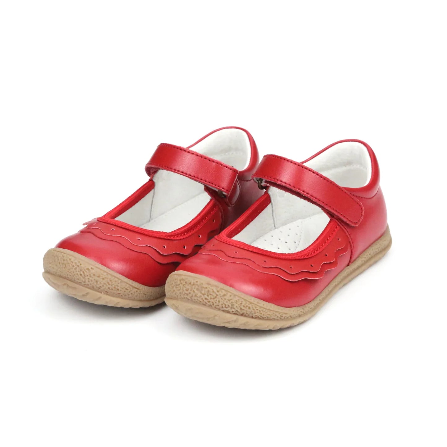 L'Amour Paige Ruffle Mary Jane Shoes-Red