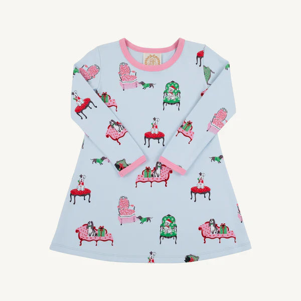 Beaufort Bonnet Long Sleeve Polly Play Dress Paw-recious with Hamptons Hot Pink