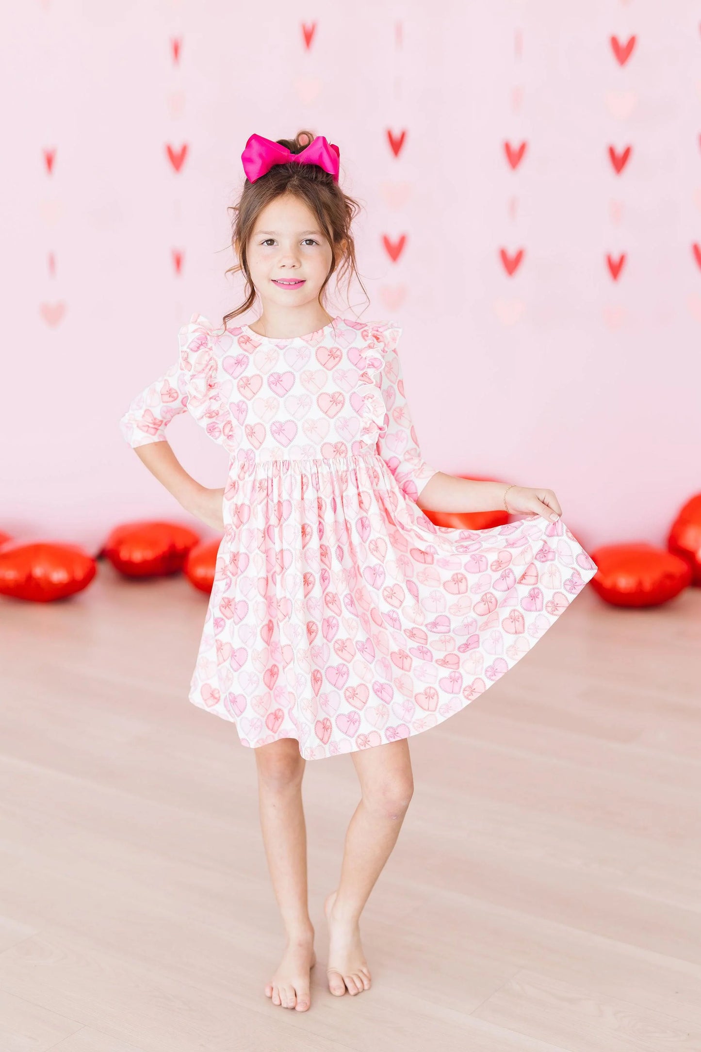Mila and Rose Melt My Heart 3/4 Sleeve Ruffle Twirl Dress