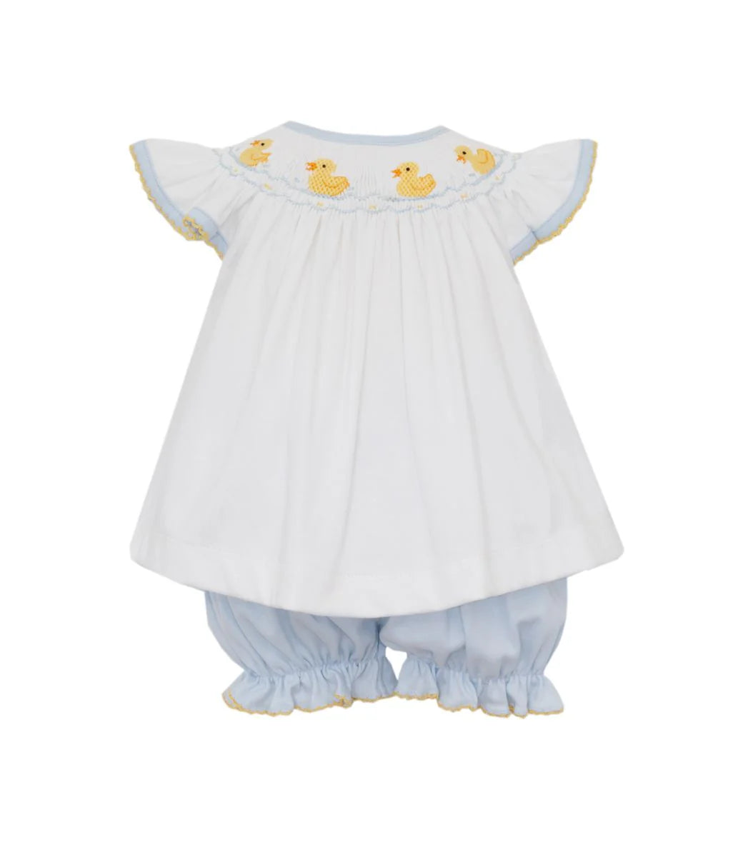 Petit Bebe Duckies Girls Light Blue Angel Wing Bishop Bloomer Set