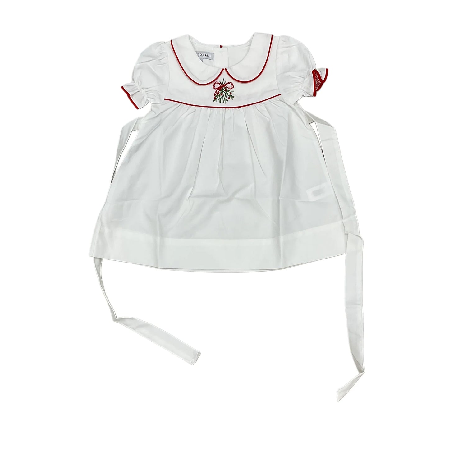 Sweet Dreams Mistletoe Embroidered White Dress