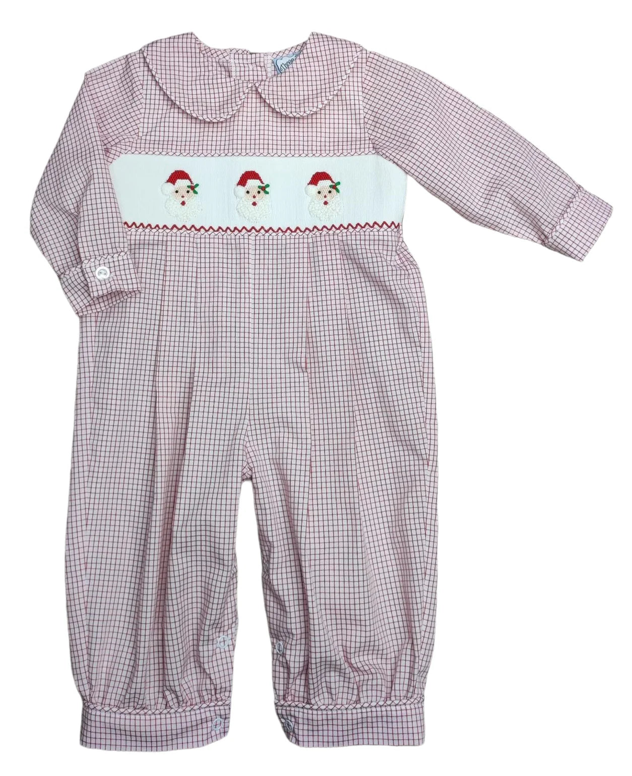 Three Sisters Santa Smocked Boy Bubble Longall
