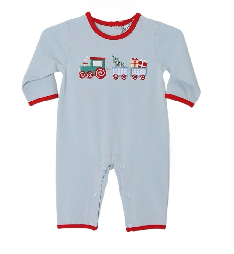 Three Sisters Christmas Train Boys Romper