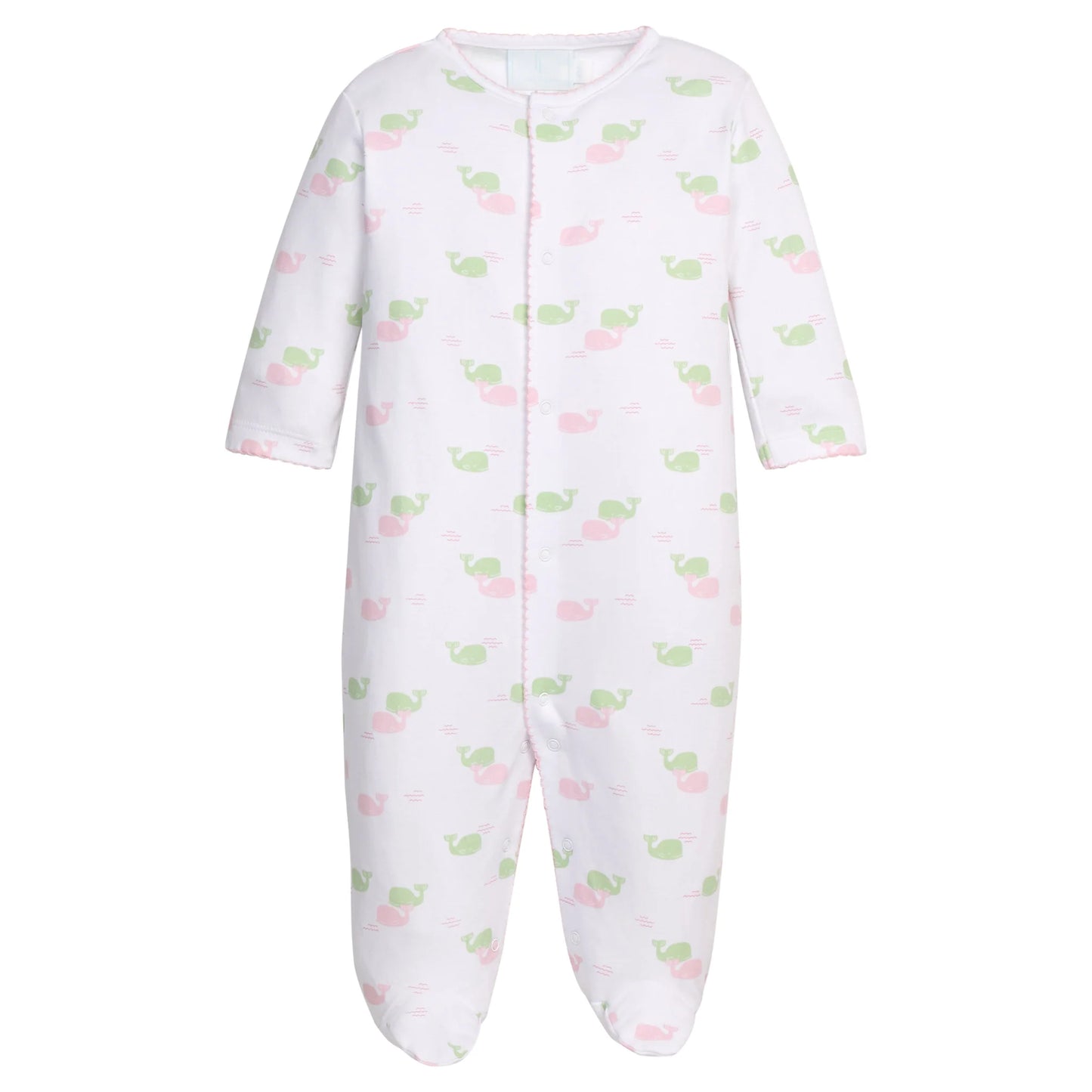 Little English Printed Footie--Pink Whales