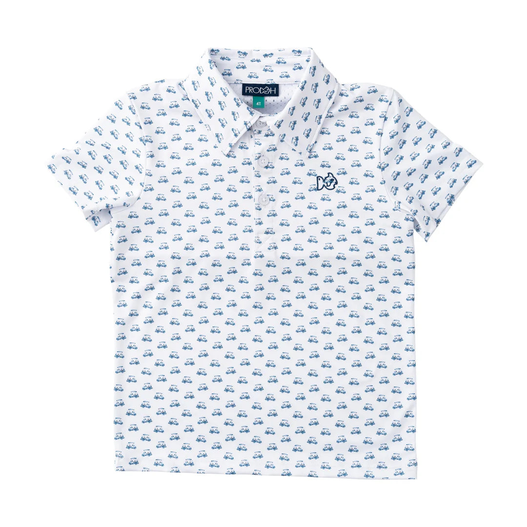 Prodoh Boys Short Sleeve Pro Performance Polo--Golf Cart Print