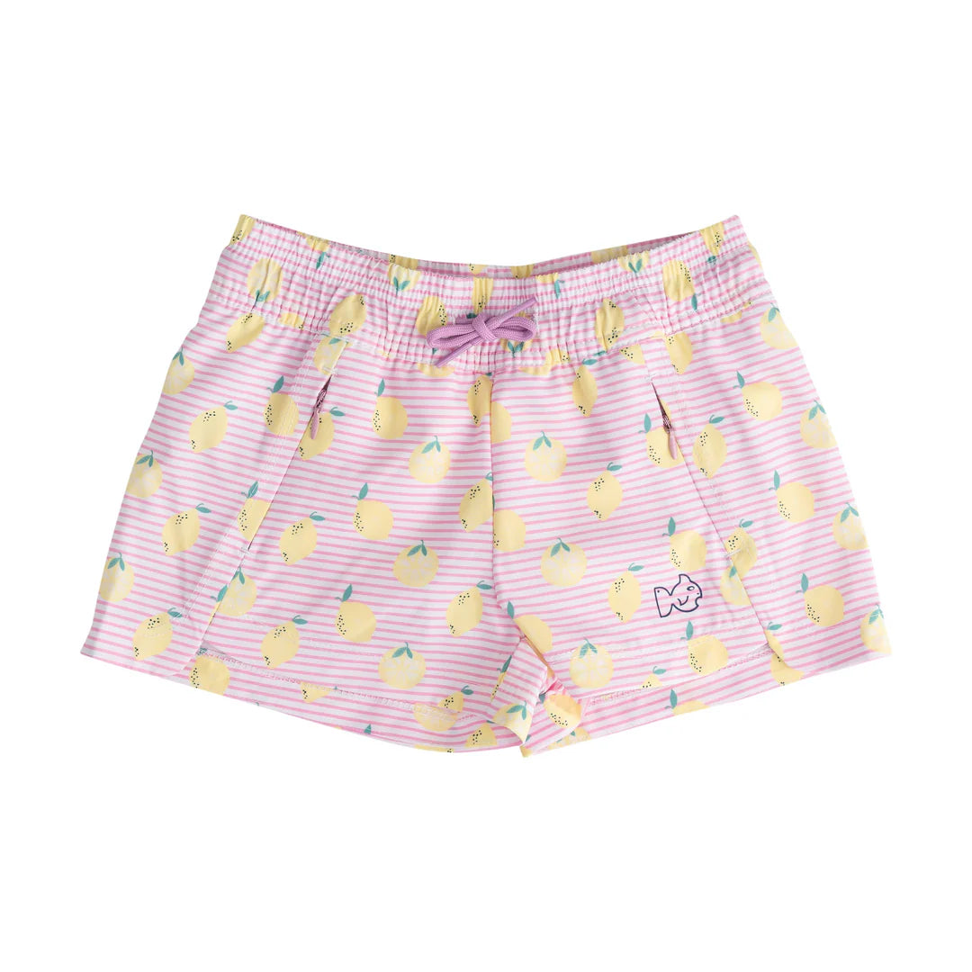 Prodoh Girls Beach Cruiser Shorts--Pink Frosting Lemon Stripe