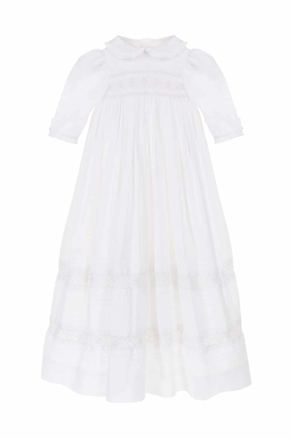 Annafie London ROYAL CHRISTENING GOWN ceremony or baptism gown smocked