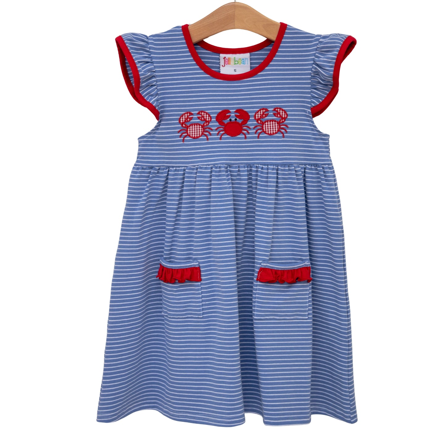Jellybean by Smocked Candy Coastal Crab Ruffle Pocket Dress