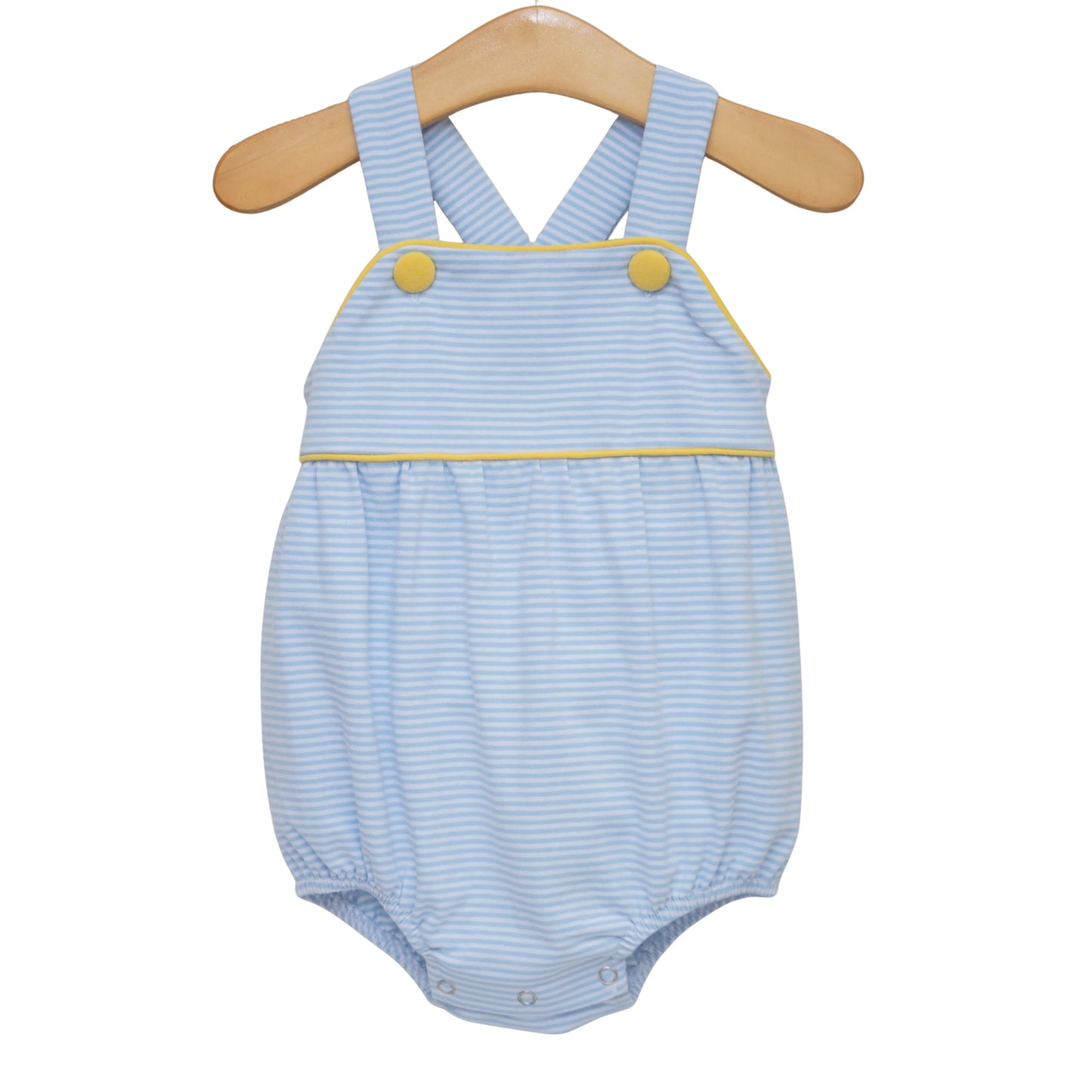 Jellybean by Smocked Candy Luke Sunsuit - Light Blue Stripe and Yellow