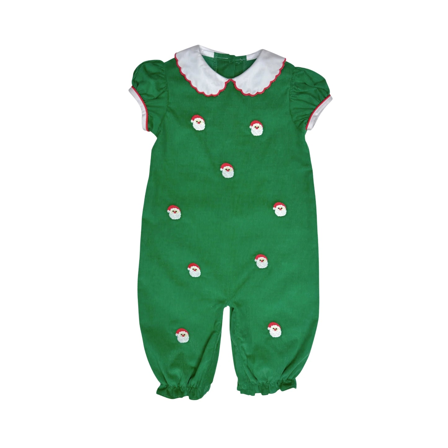 Zuccini Santa Face Kendall Collar Bubble, Christmas Green Corduroy