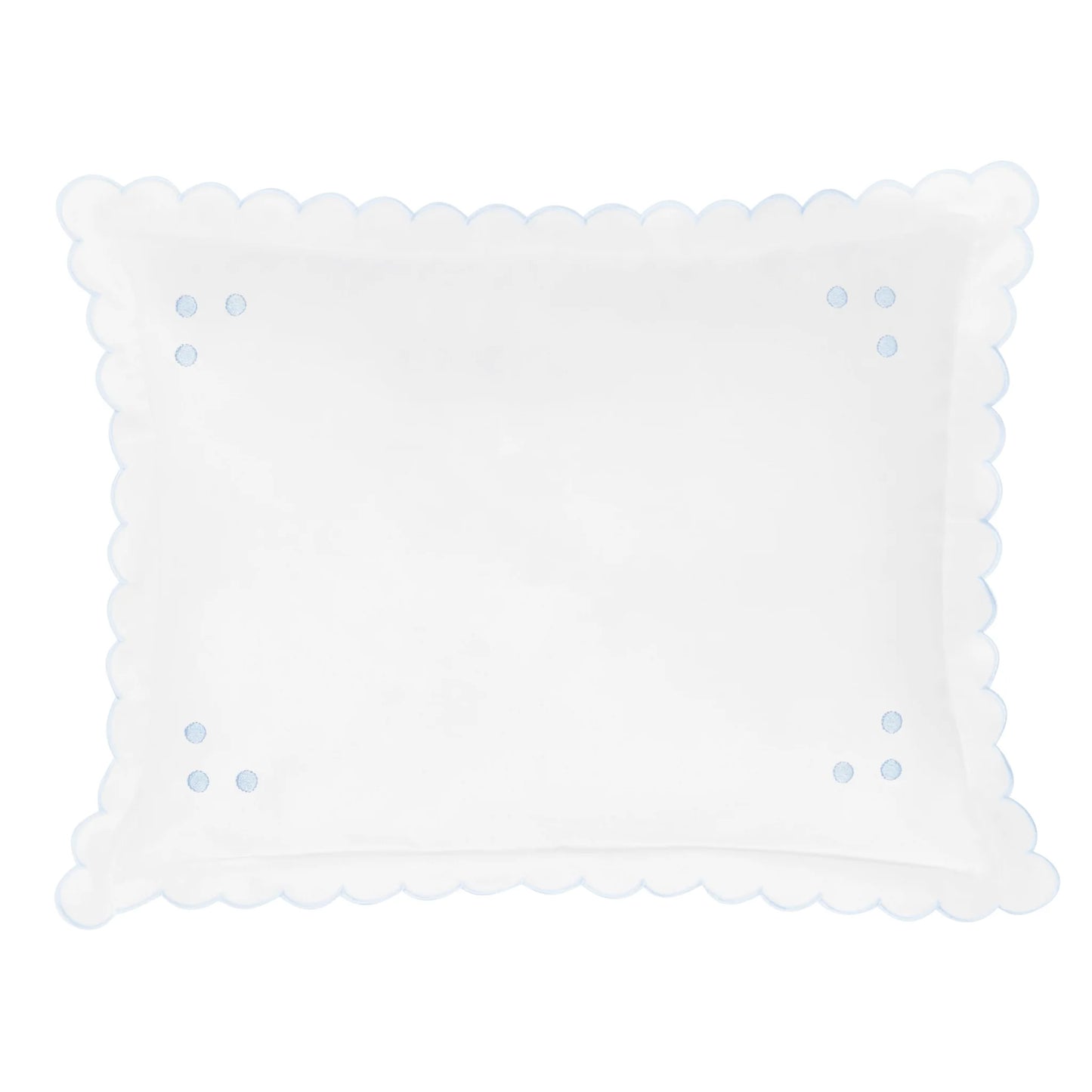 Little English Scallop Baby Pillowcase--Blue Dot