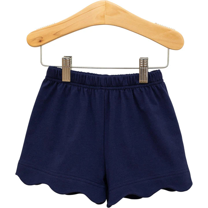 Trotter Street Scalloped Shorts- Navy