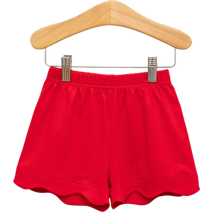 Trotter Street Scalloped Shorts- Red
