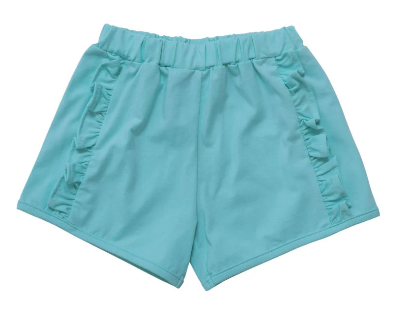 Itsy Bitsy Knit Ruffle Shorts-Aqua