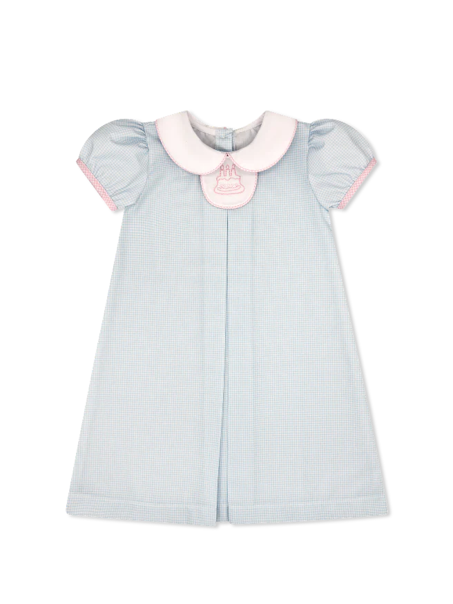 Lullaby Set Timeless Tab Dress, Baby Blue Minigingham