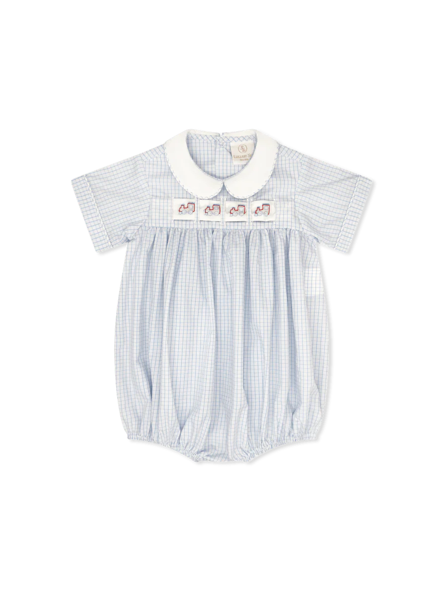 Lullaby Set Noah Ribbon Bubble-Classic Blue Windowpane, Hearts, Bunny, Train