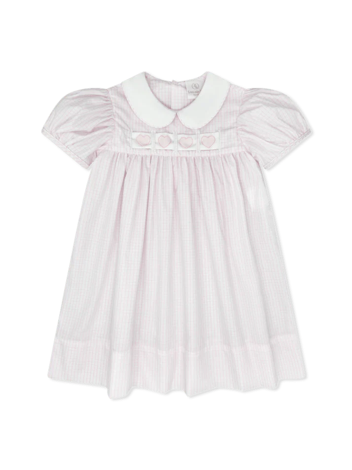 Lullaby Set Ruth Ribbon Dress-Classic Pink Windowpane, Hearts, Bunny, Bow