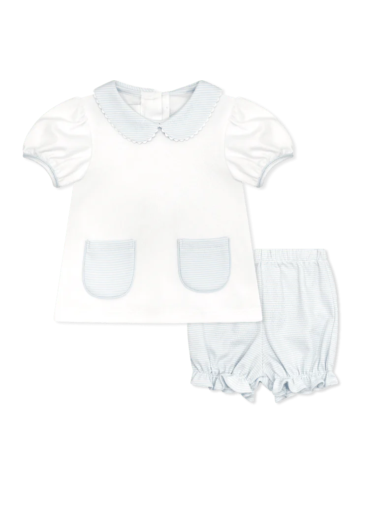 Lullaby Set Blessings Bloomer Set--Louisville Blue Ministripe