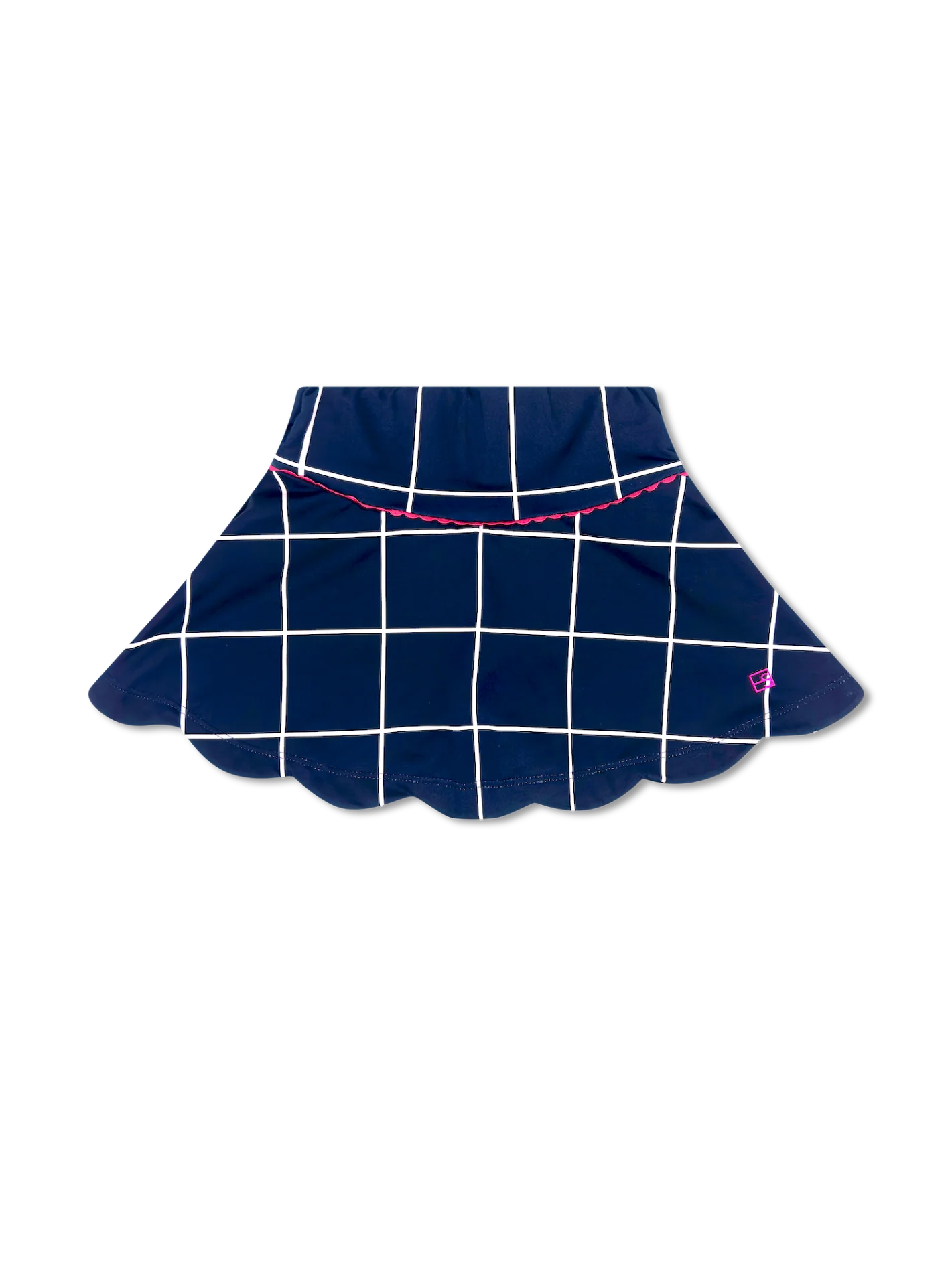 Set Athletics Zoe Scallop Skirt Nantucket Navy Willington Windowpane, Power Pink