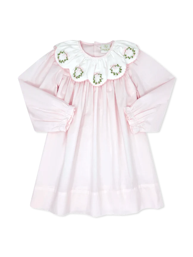 Lullaby Set Chloe Dress--Blessings Pink Batiste, Wreaths