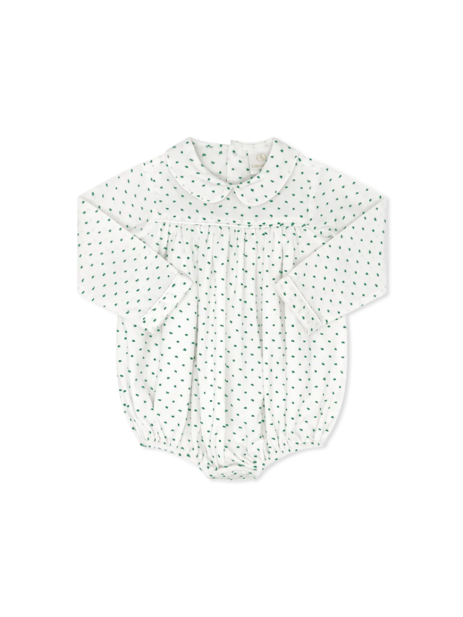 Lullaby Set Covington Bubble Long Sleeve--Mistletoe Green Swiss Dot
