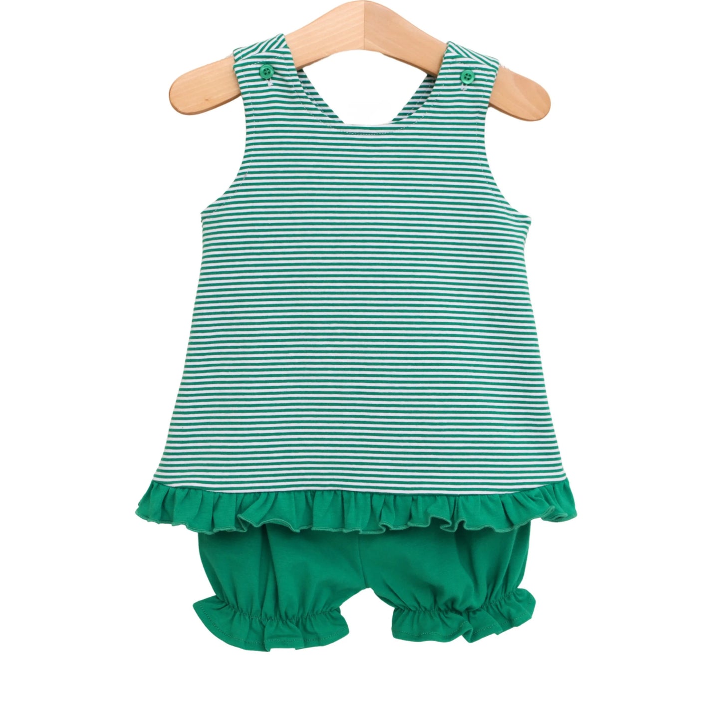 Jellybean Let's Cheer! Swing Back Bloomer Set--Green Stripe