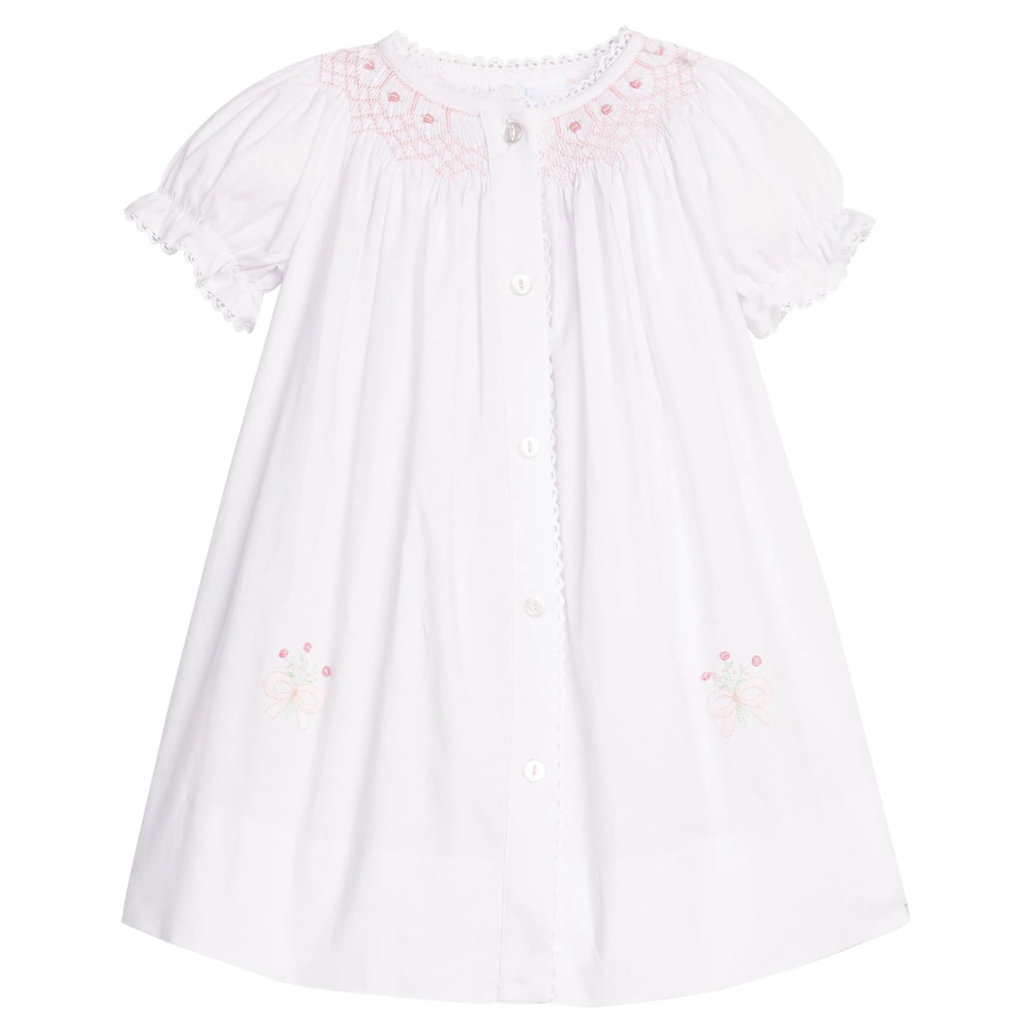 Little English Smocked Heirloom Gown--Pink Roses