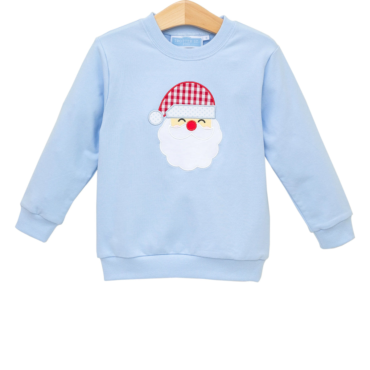 Trotter Street French Terry Pullover--Santa (Light Blue)
