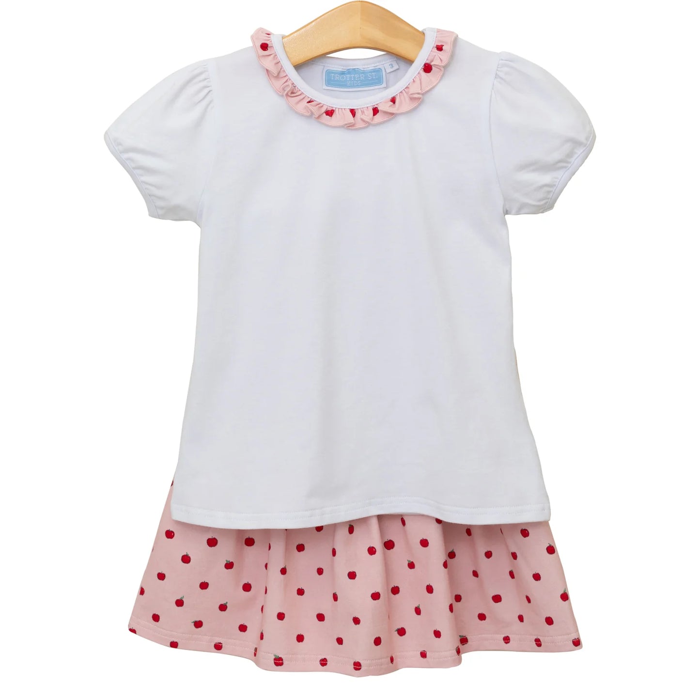 Trotter Street Back to School Apple Print Skort Set