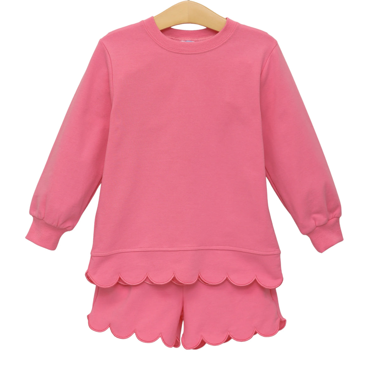 Trotter Street Sophia Scalloped Short Set--Pink