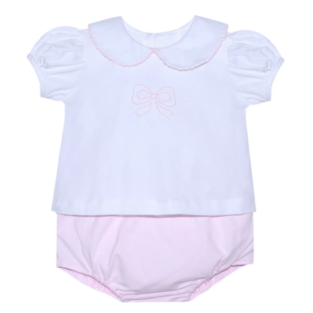 Baby Sen White Bailey Diaper Set--Bow