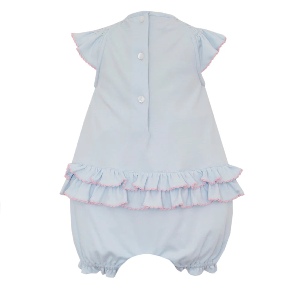 Petit Bebe Camila Light Blue Knit Angel Wing Bishop Romper